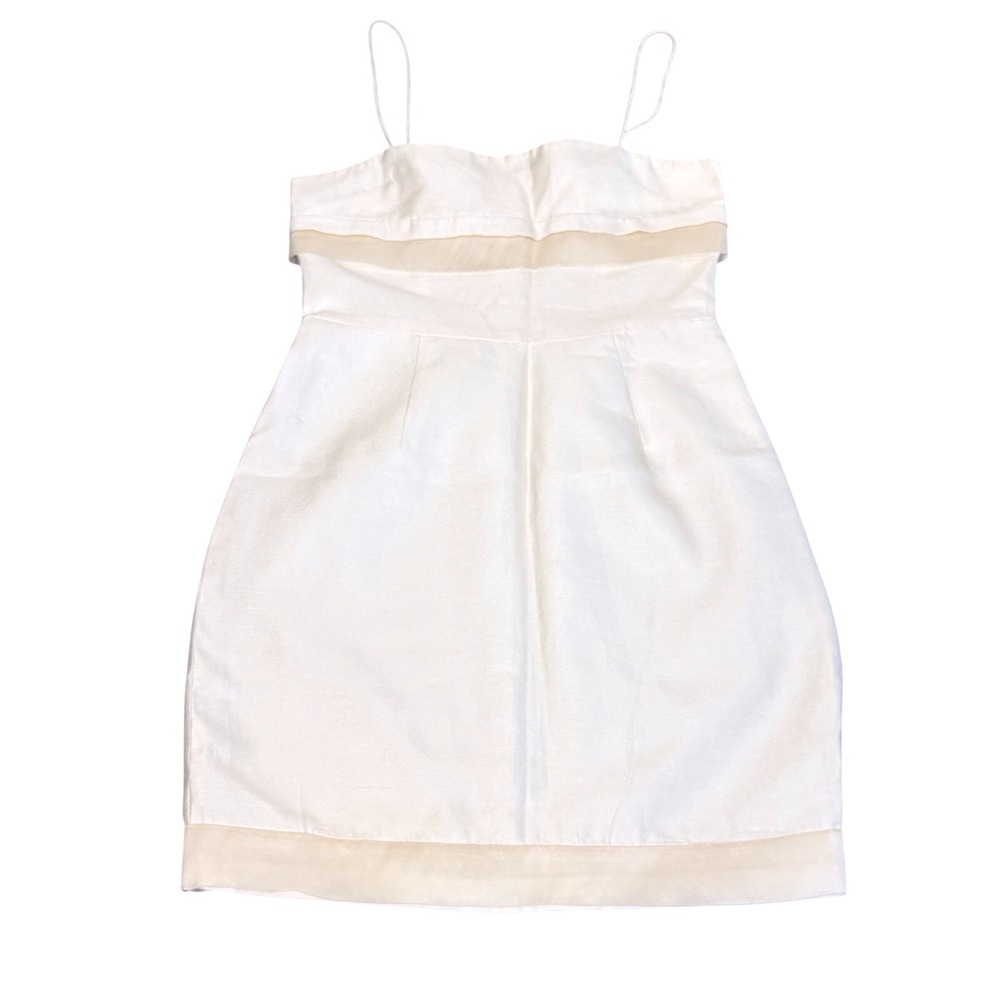 Talulah Silk Mini Dress Spaghetti‎ Strap Structured Modern Cocktail Bridal White